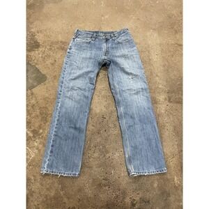 Carhartt Relaxed Fit Jeans Mens 33x32 Light Blue Straight Zip Fly Distressed